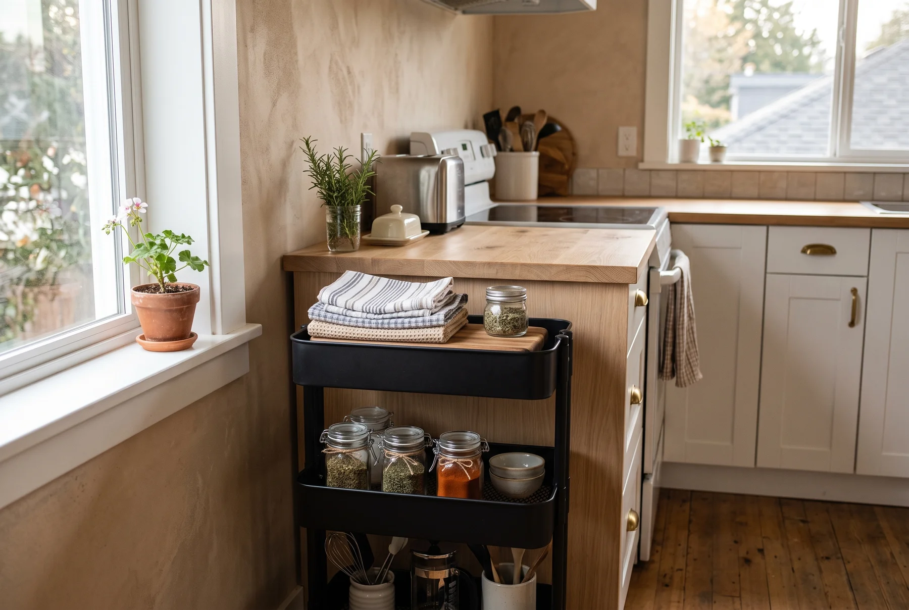 A practical storage arrangement in a compact home